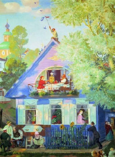 Boris Kustodiev Blue House Norge oil painting art
